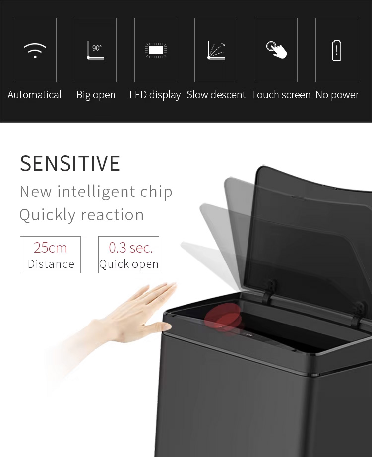rectangular motion sensor trash can-HN-ZS02
